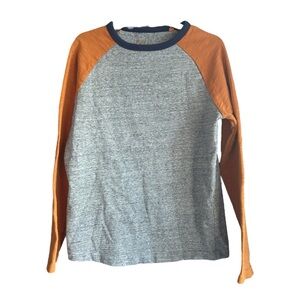 Mini Boden size 9-10 heavy grey and burnt orange raglan top